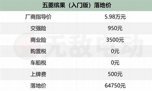 _五菱 汽车价格表